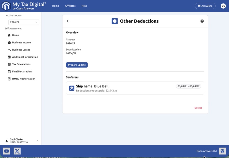 Other deductions overview