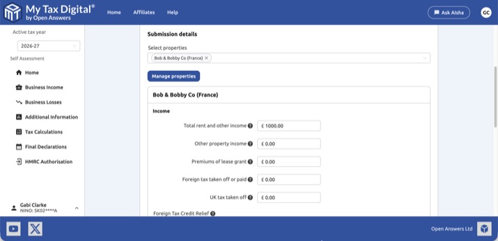 Per-property income fields