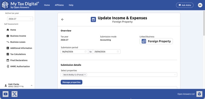 Update Income & Expenses — Accounting mode