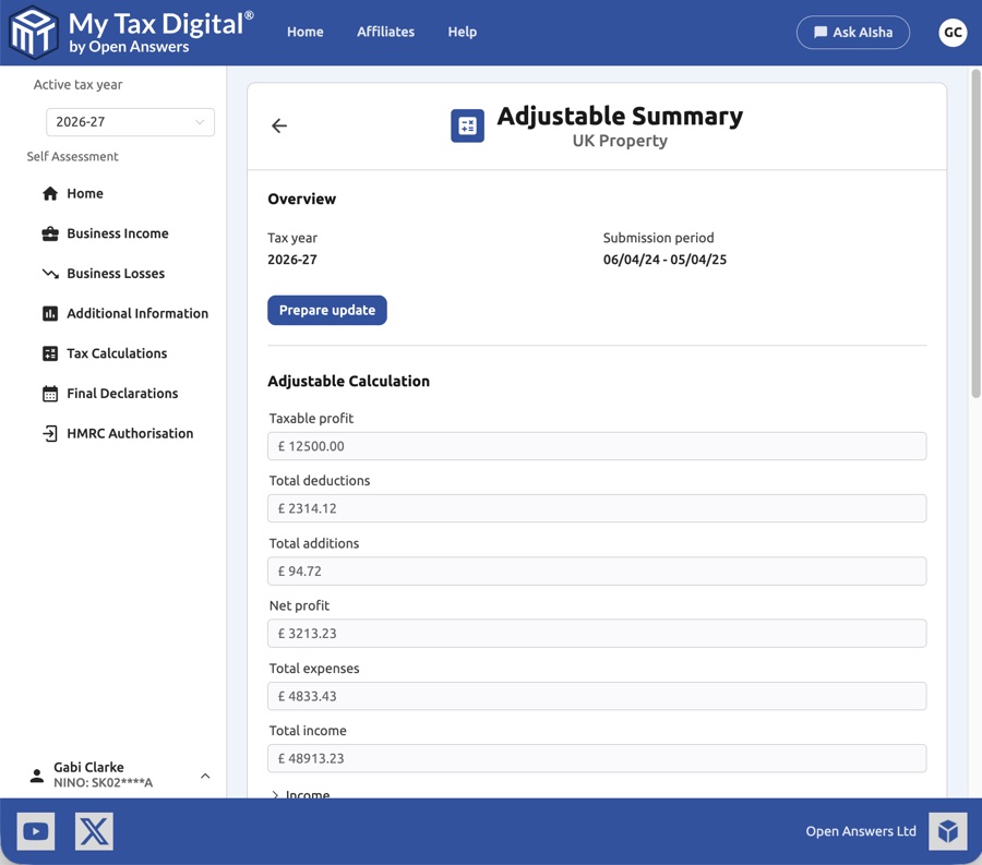 Adjustable Summary view