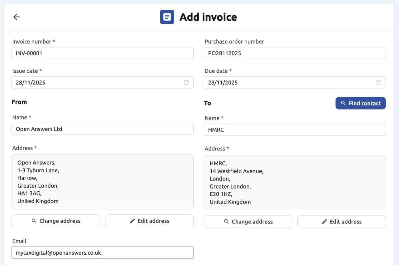 My Tax Digital E-Invoices