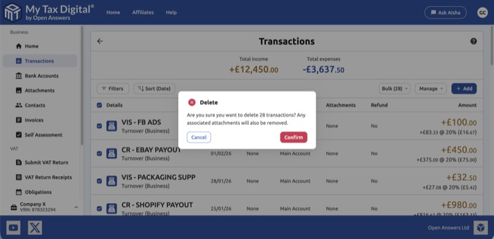 Bulk delete confirmation dialog