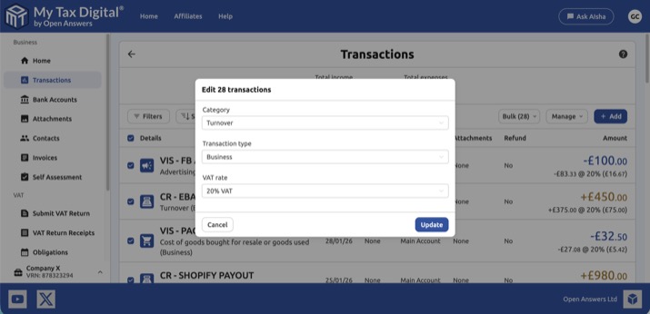 Bulk edit modal with fields populated